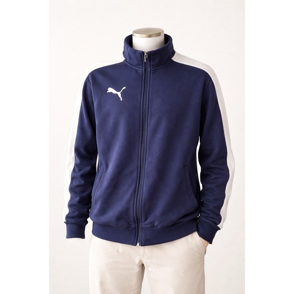 Puma Other - Puma Navy White Track Jacket Full Zip Athletic Jacket Men's Medium